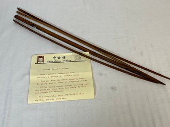 Carved Bamboo Betrothal Needles From Guizhou China - Set Of 5