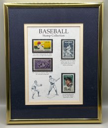 Framed Vintage Baseball Stamp Collection