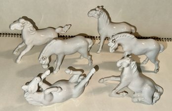 Lot Of 6 White Porcelain Horse Miniatures (6)