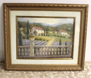 Tuscan Balustrade And House In Background Signed Print