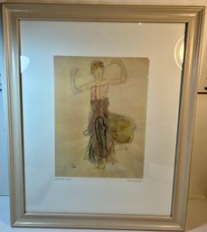 Auguste Rodin Cambodian Spring Dancer Framed Watercolor Lithograph