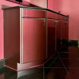 A Matte And Iridescent Cherry Red Rational Die Kuche Vanity - German Made - Front Hall Bath -