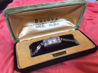 Ladies 10K Gold Plated Bulova Watch In Original Box