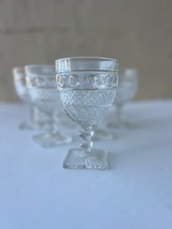 Vintage Colony Glass Park Lane Wine Glasses, Pressed Glass, Square Footed Base - Set Of 8- Beautiful Style! A