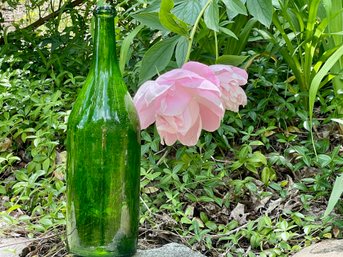 14 1/2 Inch Green Glass Bottle