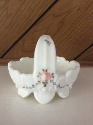 WHITE Floral Handled Trinket Dish