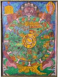 A Vintage TIbetan Wheel Of Life Painting