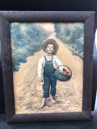Possibly Antique Hand Colored Photo Print Of The Whistling Boy