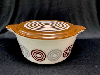 Vintage Pyrex Style Cinderella Bowl By Salton - Brown/grey Circles