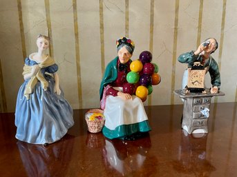 Three Royal Doulton Figures Including The Clockmaker, Adrienne & The Balloon Seller