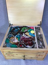 Large Box Of Grandmas Estate Jewelry - Unsorted - Sold AS - IS  AS FOUND - LOTS HERE - Box Is Very Nice Also !