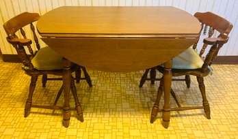 Vintage Drop Down Kitchen Table With 2 Leaves, 4 Chairs - Versatile!