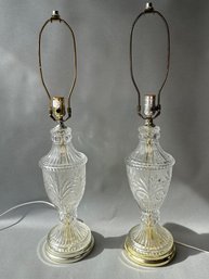 A Pair Of Cut Glass Lamps