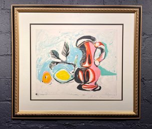 Vintage Picasso Lithograph Nature Morte Au Pichet Rose Lithograph Numbered/Signed By Marina Picasso