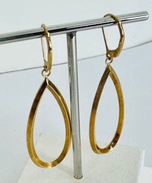 14K GOLD OPEN TEAR DROP DANGLE LEVERBACK EARRINGS