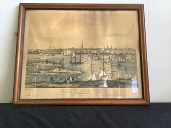 View Of New York From Brooklyn Heights Lithograph