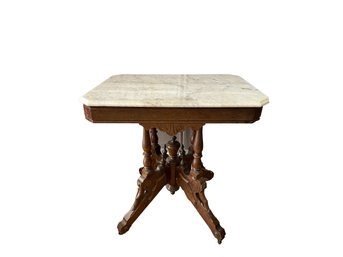 Eastlake Marble Top Side Table With Deer Foot Detail