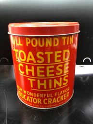 Full Pound Tin Toasted Cheese Thins Johnson Educator Food Co. Cambridge MA