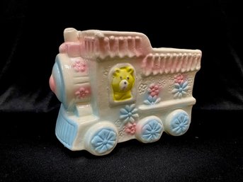 Vintage Pastel Ceramic Train Planter