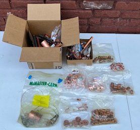 Lot Of Various Pieces Of Copper Pipe Fittings And Tubing