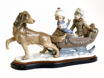 Whimsical Spanish Lladro Sleigh Ride Statue 5037