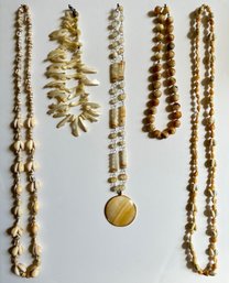 5 Vintage Beaded Necklaces: Shells, Natural Stone & More