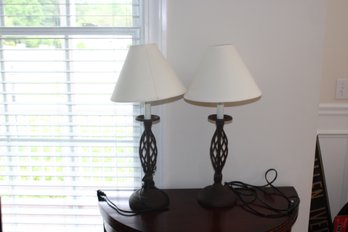 Pair Of Metal Lamps With Shades