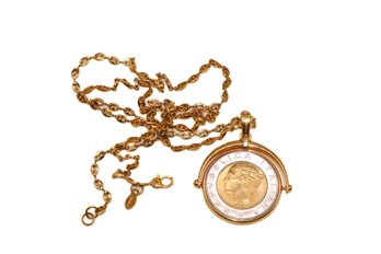 Beautiful Bellezza Italy Coin Pendant With Monet Chain