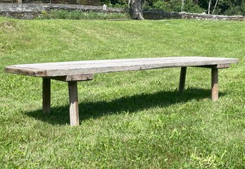 A Large Rustic Primitive Oak Bench