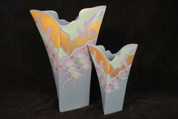 FAB ROSENTHAL STUDIO LINE PAIR OF VASES SIGNED BY JEAN-CLAUDE DE CROUSAZ