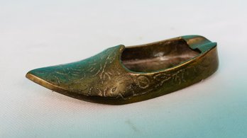 Etched Brass Shoe Ashtray Incense Holder From India