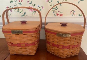 Two Longaberger Lidded Baskets - Christmas Collection