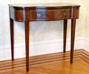 A Beautiful Vintage Sheraton Flame Mahogany Serpentine Front Console