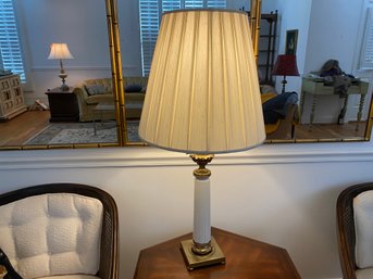 Beautiful Solid Brass Lamp With Marble Or Porcelain Middle