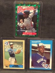 Lot Of 3 Fred McGriff Cards With Topps & Fleer Rookies - M