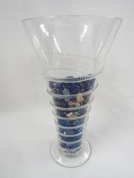 Clear Vase With Applied Spiral Design