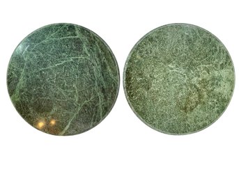 Two 12' Green Marble Lazy Susans