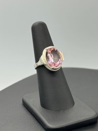 Pink Sapphire & Sterling Silver Cocktail Ring