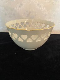 Lenox Heart Collection Porcelain Bowl With Gold Trip