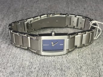 Lovely Brand New $295 DONNA KARAN / DKNY Watch - All Stainless With Slate Blue Dial - Nice Gift Idea !