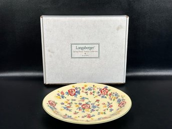 A Vintage Platter From Longaberger's Pottery Collection, Spring Floral Pattern, New/Old Stock In Box