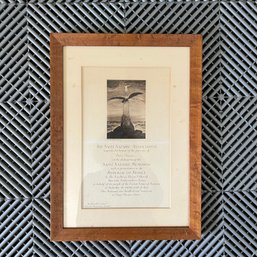 An Antique French Framed Invitation - WWI - St. Nazaire Memorial -