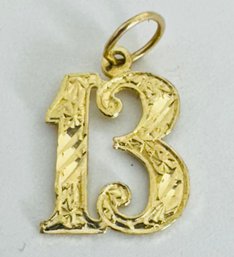 14K GOLD #13 CHARM OR PENDANT