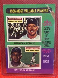 1975 Topps 1956 MVPs Mickey Mantle & Don Newcombe - K