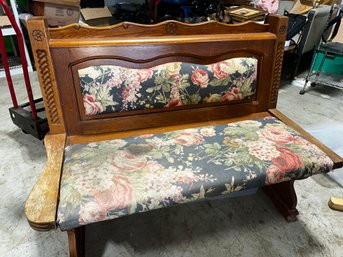 Vintage Upholstered Wood Bench