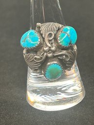 Sterling And Turquoise Ring Signed