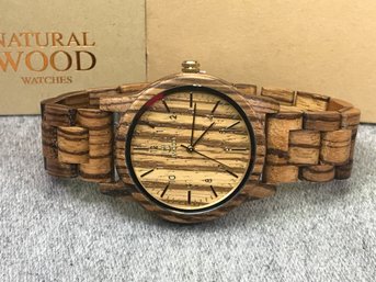 Very Cool UWOOD Brand New Wooden Watch - Zebrano Wood - Same Wood As 1980s / 1990s Mercedes - Gift Idea !