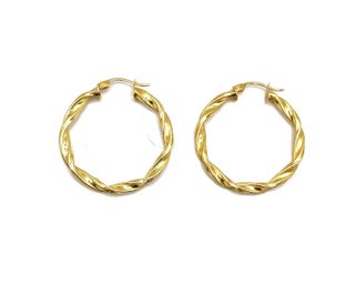 Vintage Sterling Silver Vermeil Twisted Hoop Earrings