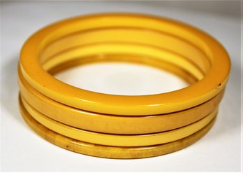 Lot Four Vintage Bakelite Butterscotch Bangle Bracelets