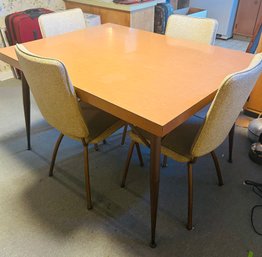 MCM Kitchen Table - Comes With 1 Leaf, 4 Chairs, Metal Base